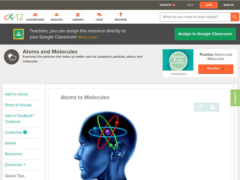 Ck 12: Earth Science: Atoms to Molecules Unit Plan Ck 12: Earth Science: Atoms to Molecules Unit Plan