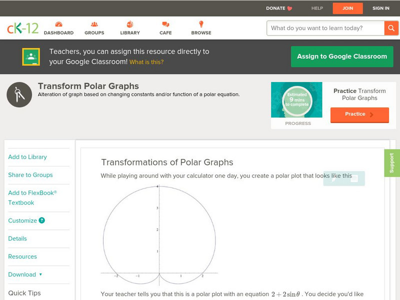 Ck 12: Trigonometry: Transformations of Polar Graphs Unit Plan