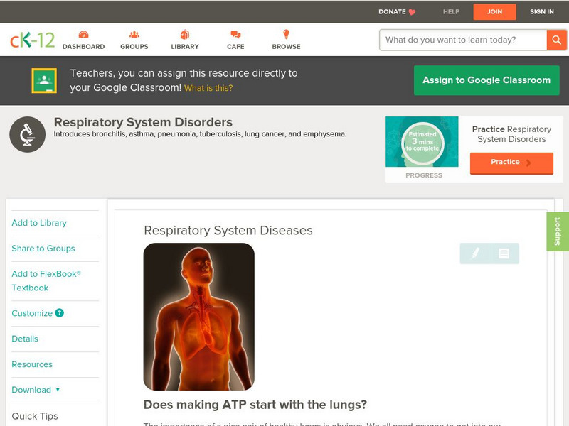 Ck 12: Biology: Respiratory System Diseases Unit Plan Ck 12: Biology: Respiratory System Diseases Unit Plan