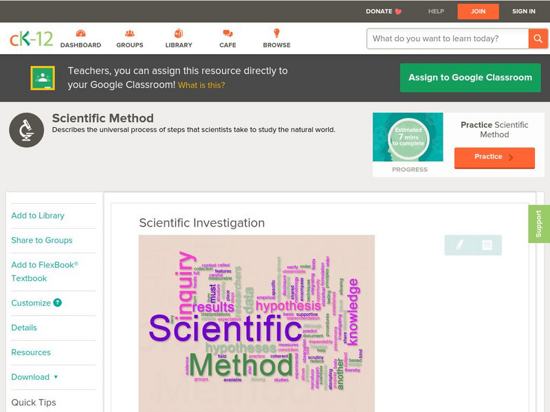 Ck 12: Biology: Scientific Investigation Unit Plan Ck 12: Biology: Scientific Investigation Unit Plan