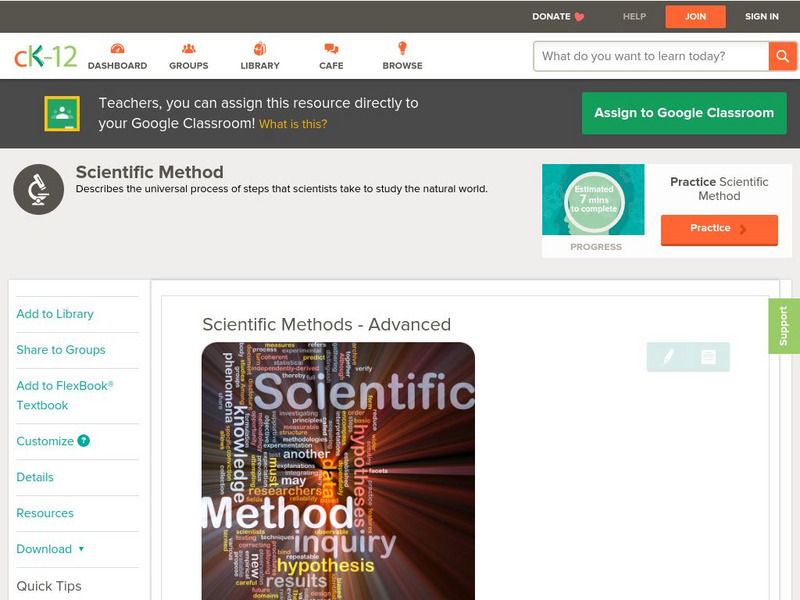 Ck 12: Biology: Scientific Methods Unit Plan
