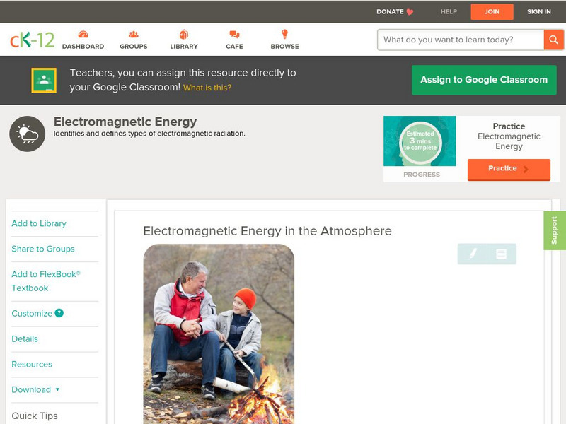 Ck 12: Earth Science: Electromagnetic Energy in the Atmosphere Unit Plan Ck 12: Earth Science: Electromagnetic Energy in the Atmosphere Unit Plan