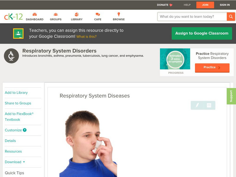 Ck 12: Life Science: Respiratory System Diseases Unit Plan Ck 12: Life Science: Respiratory System Diseases Unit Plan
