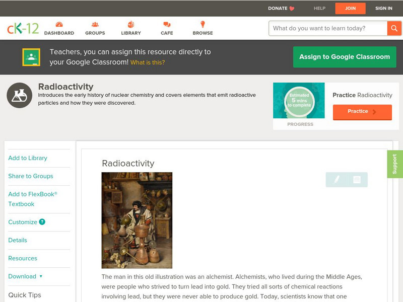 Ck 12: Physical Science: Radioactivity Unit Plan Ck 12: Physical Science: Radioactivity Unit Plan