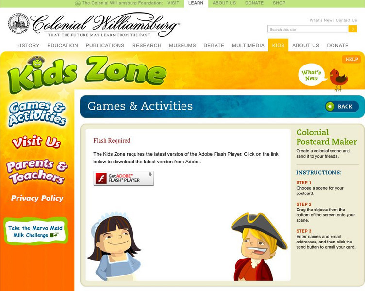 Colonial Williamsburg: Kids Zone: Colonial Postcard Maker Activity Colonial Williamsburg: Kids Zone: Colonial Postcard Maker Activity