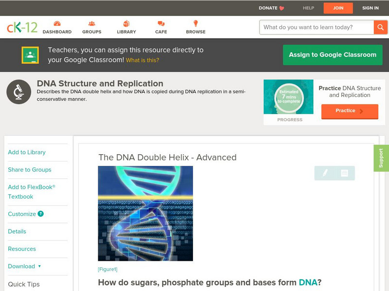 Ck 12: The Dna Double Helix Advanced Unit Plan Ck 12: The Dna Double Helix Advanced Unit Plan