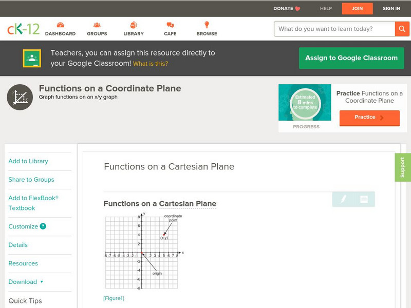 Ck 12: Algebra: Functions on a Cartesian Plane Unit Plan Ck 12: Algebra: Functions on a Cartesian Plane Unit Plan