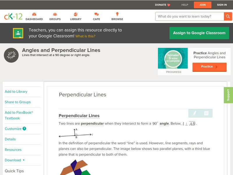 Ck 12: Geometry: Perpendicular Lines Unit Plan Ck 12: Geometry: Perpendicular Lines Unit Plan