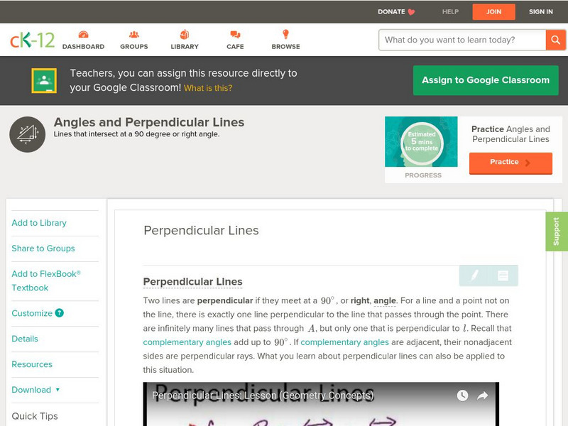 Ck 12: Geometry: Perpendicular Lines Unit Plan Ck 12: Geometry: Perpendicular Lines Unit Plan