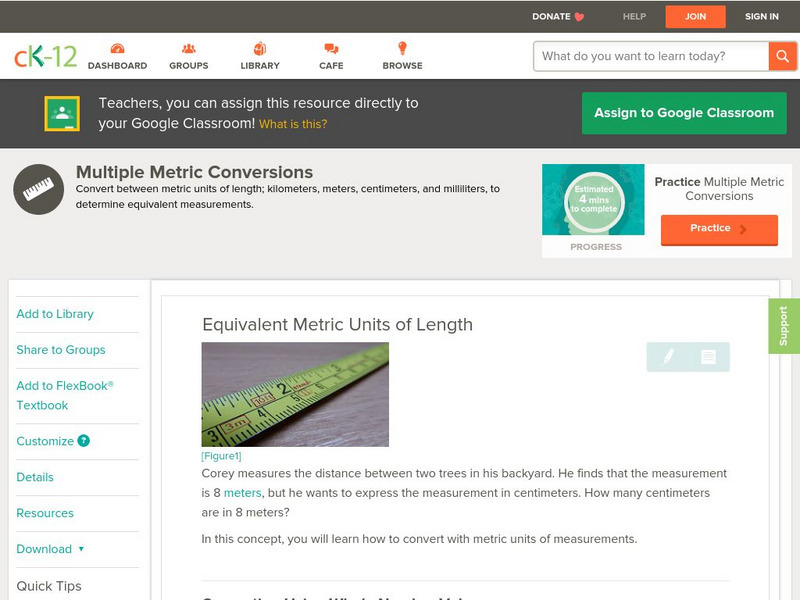 Ck 12: Measurement: Equivalent Metric Units of Length Unit Plan Ck 12: Measurement: Equivalent Metric Units of Length Unit Plan
