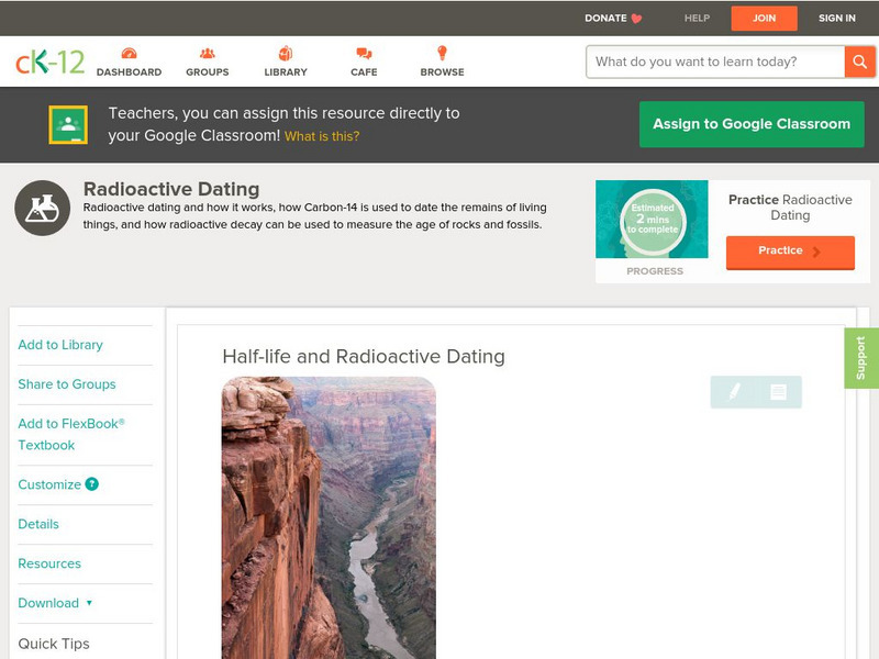 Ck 12: Physical Science: Half Life and Radioactive Dating Unit Plan