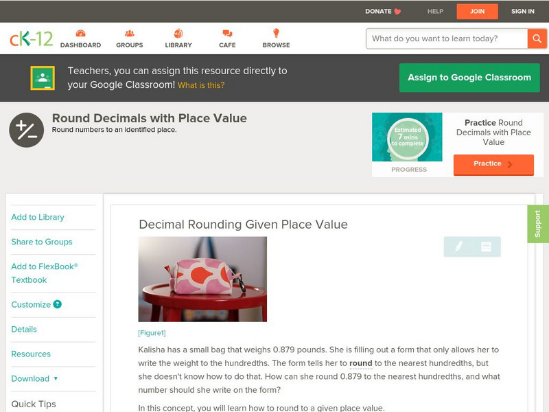 Ck 12: Arithmetic: Decimal Rounding Given Place Value Unit Plan