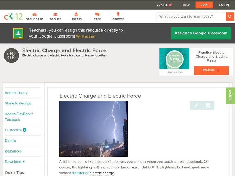 Ck 12: Physical Science: Electric Charge and Electric Force Unit Plan Ck 12: Physical Science: Electric Charge and Electric Force Unit Plan