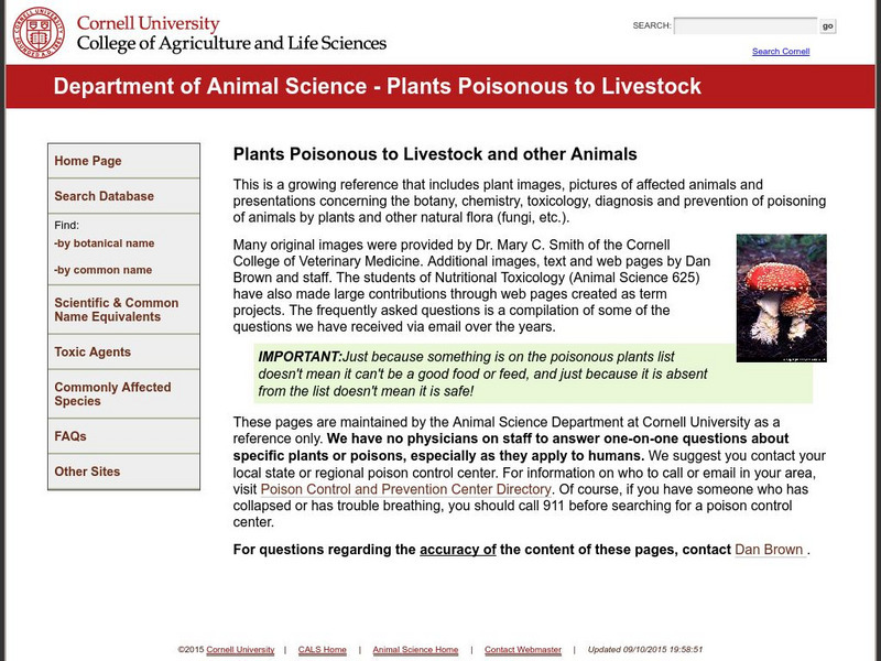 Cornell University: Plants Poisonous to Livestock Handout Cornell University: Plants Poisonous to Livestock Handout