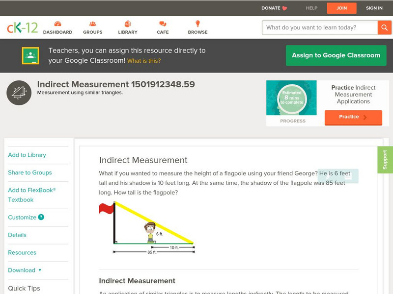 Ck 12: Geometry: Indirect Measurement Unit Plan Ck 12: Geometry: Indirect Measurement Unit Plan
