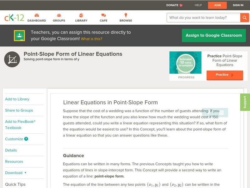 Ck 12: Algebra: Linear Equations in Point Slope Form Unit Plan Ck 12: Algebra: Linear Equations in Point Slope Form Unit Plan