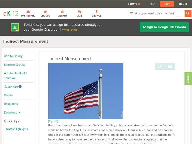 Ck 12: Geometry: Indirect Measurement Unit Plan Ck 12: Geometry: Indirect Measurement Unit Plan