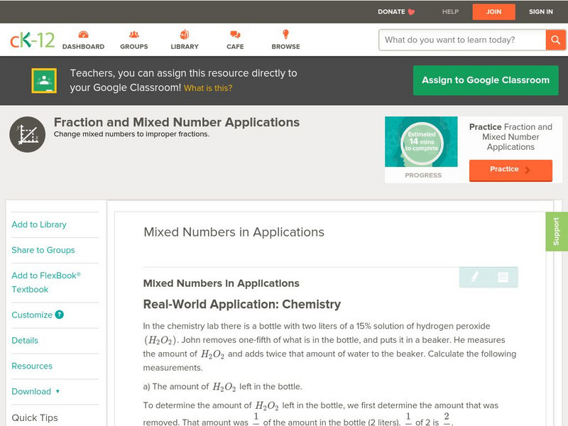 Ck 12: Algebra: Mixed Numbers in Applications Unit Plan Ck 12: Algebra: Mixed Numbers in Applications Unit Plan
