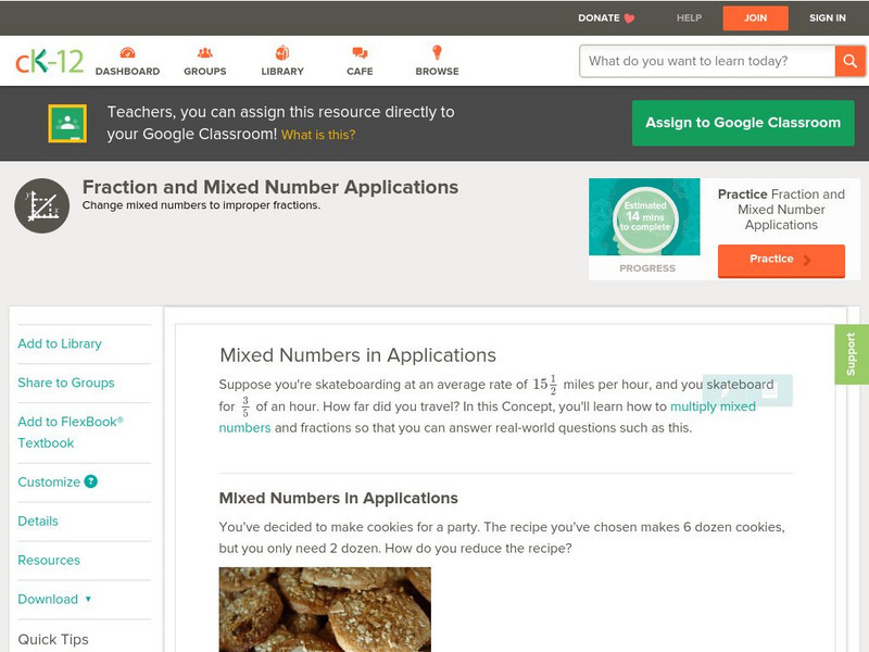 Ck 12: Algebra: Mixed Numbers in Applications Unit Plan