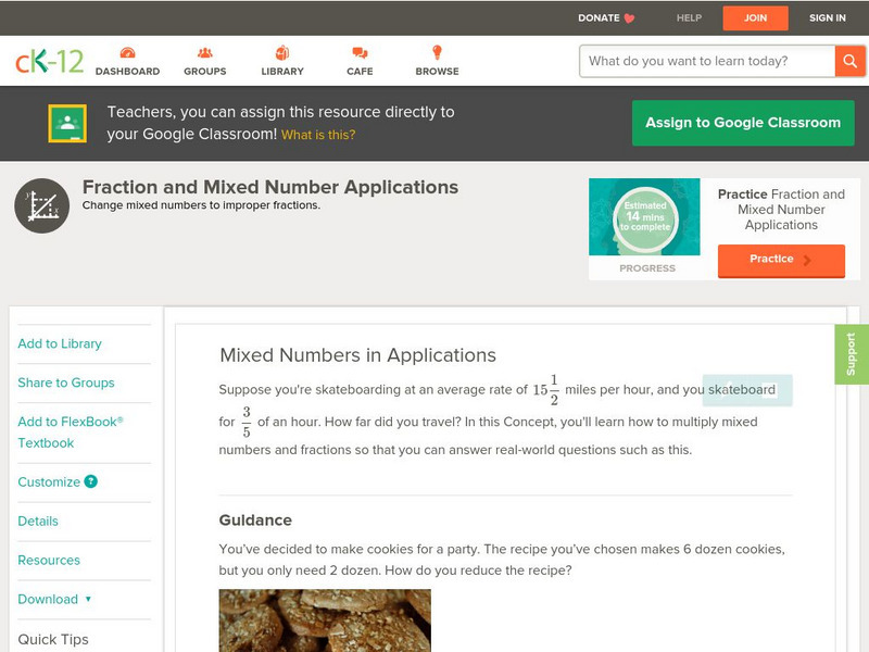 Ck 12: Algebra: Mixed Numbers in Applications Unit Plan
