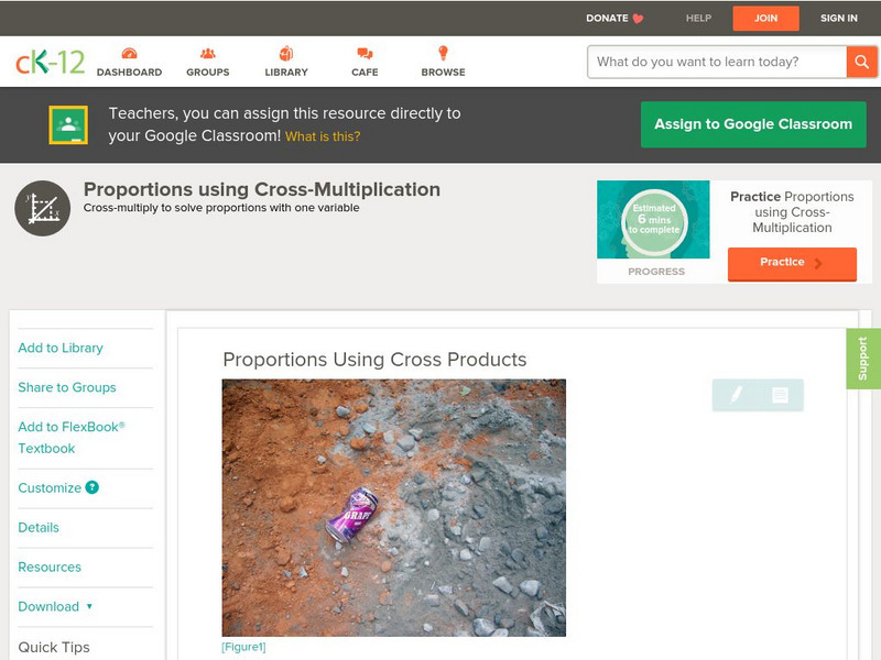 Ck 12: Arithmetic: Proportions Using Cross Products Unit Plan Ck 12: Arithmetic: Proportions Using Cross Products Unit Plan
