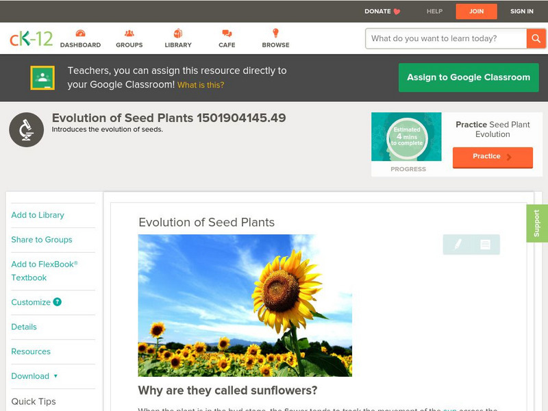 Ck 12: Biology: Evolution of Seed Plants Unit Plan Ck 12: Biology: Evolution of Seed Plants Unit Plan