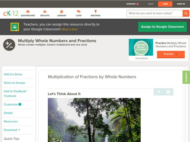 Ck 12: Arithmetic: Multiplication of Fractions by Whole Numbers Unit Plan Ck 12: Arithmetic: Multiplication of Fractions by Whole Numbers Unit Plan