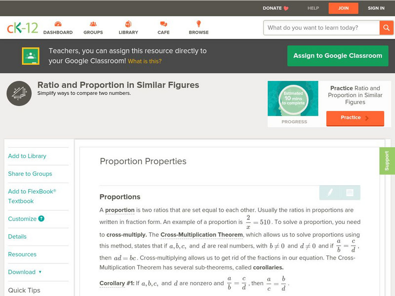 Ck 12: Geometry: Proportion Properties Unit Plan