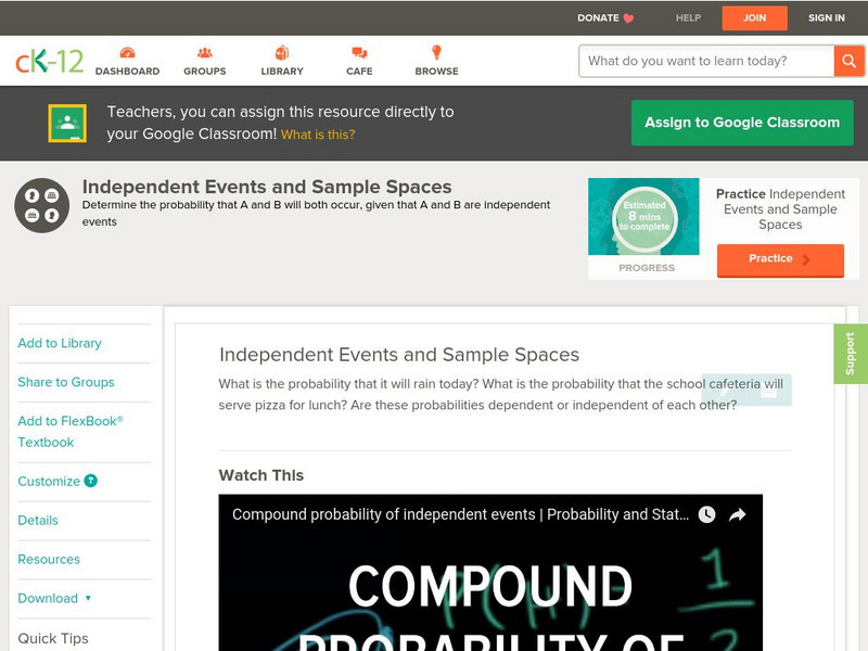 Ck 12: Statistics: Independent Events and Sample Spaces Unit Plan Ck 12: Statistics: Independent Events and Sample Spaces Unit Plan
