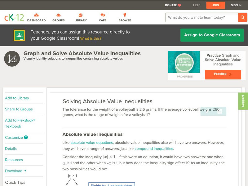 Ck 12: Algebra: Solving Absolute Value Inequalities Unit Plan Ck 12: Algebra: Solving Absolute Value Inequalities Unit Plan