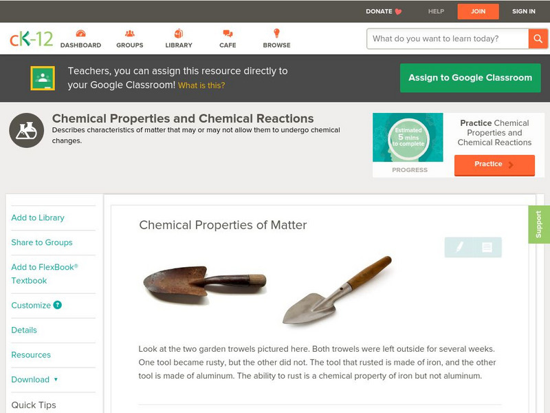 Ck 12: Physical Science: Chemical Properties of Matter Unit Plan Ck 12: Physical Science: Chemical Properties of Matter Unit Plan