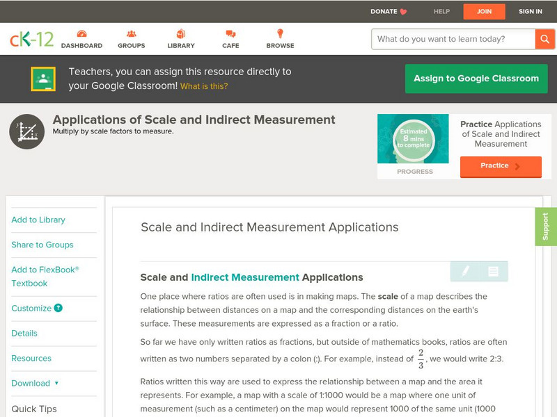 Ck 12: Algebra: Scale and Indirect Measurement Applications Unit Plan Ck 12: Algebra: Scale and Indirect Measurement Applications Unit Plan