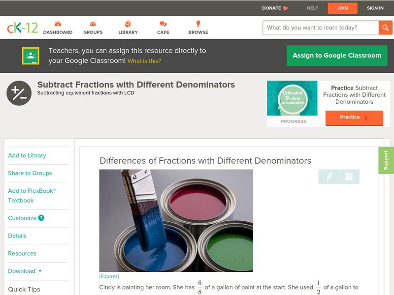 Ck 12: Arithmetic: Differences of Fractions With Like Denominators Unit Plan Ck 12: Arithmetic: Differences of Fractions With Like Denominators Unit Plan