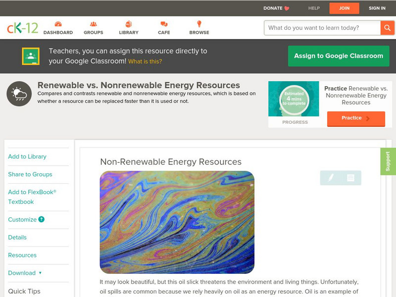 Ck 12: Earth Science: Non Renewable Energy Resources Unit Plan Ck 12: Earth Science: Non Renewable Energy Resources Unit Plan