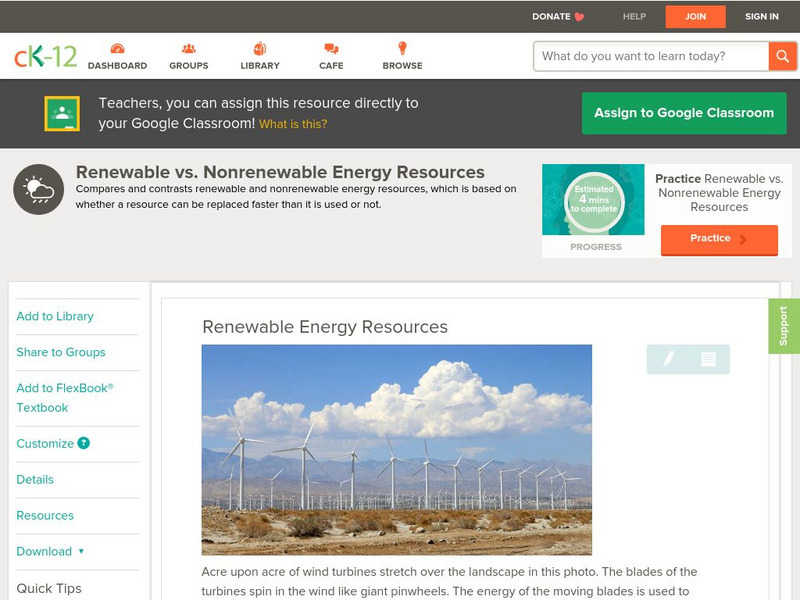 Ck 12: Earth Science: Renewable Energy Resources Unit Plan Ck 12: Earth Science: Renewable Energy Resources Unit Plan