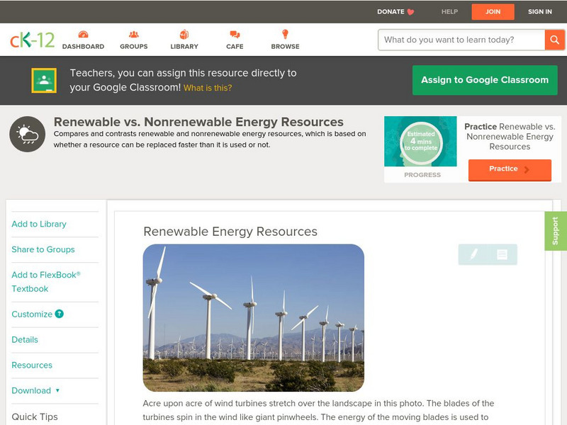 Ck 12: Earth Science: Renewable Energy Resources Unit Plan Ck 12: Earth Science: Renewable Energy Resources Unit Plan
