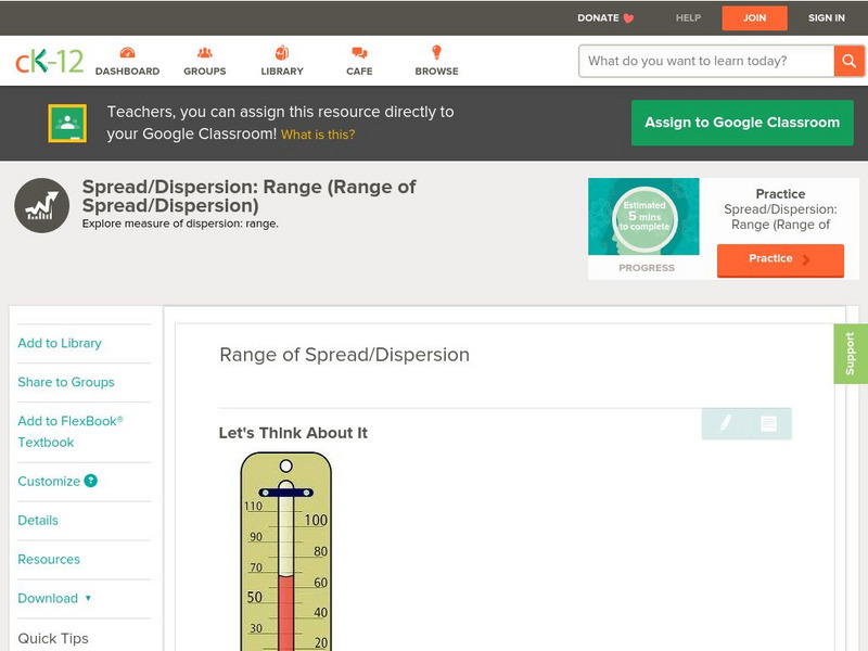 Ck 12: Statistics: Range of Spread/dispersion Unit Plan Ck 12: Statistics: Range of Spread/dispersion Unit Plan