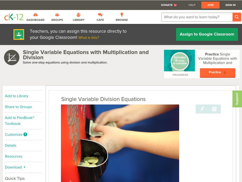 Ck 12: Algebra: Single Variable Expressions Unit Plan Ck 12: Algebra: Single Variable Expressions Unit Plan