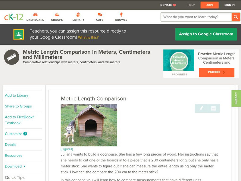 Ck 12: Measurement: Metric Length Comparison Unit Plan Ck 12: Measurement: Metric Length Comparison Unit Plan