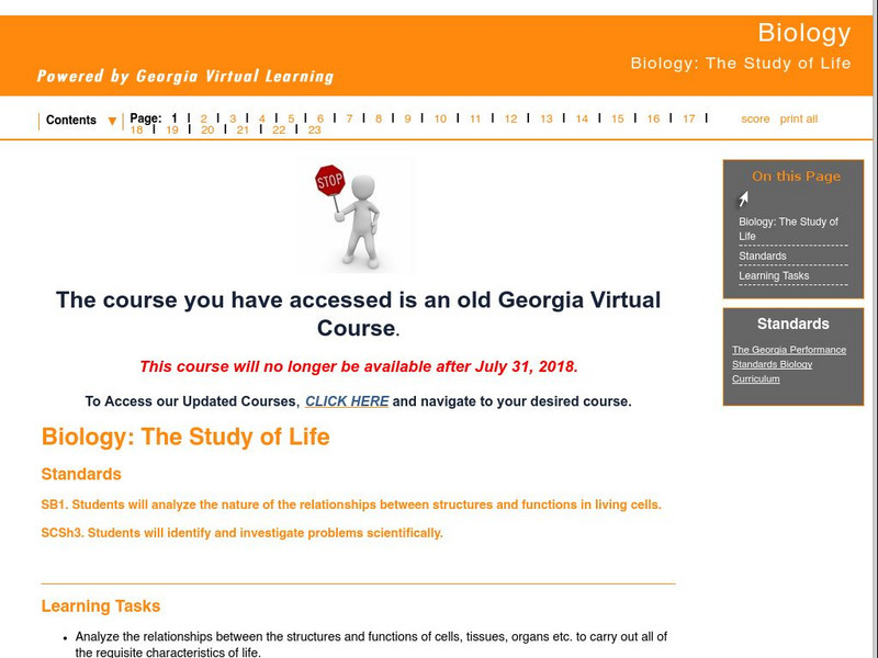 Ga Virtual Learning: Biology: The Study of Life Unit Plan Ga Virtual Learning: Biology: The Study of Life Unit Plan