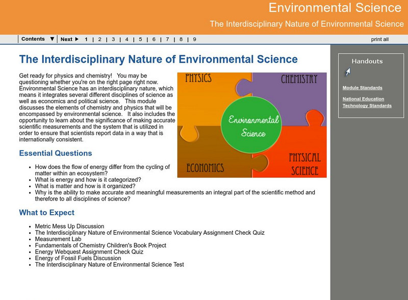 Ga Virtual Learning: The Interdisciplinary Nature of Environmental Science Unit Plan Ga Virtual Learning: The Interdisciplinary Nature of Environmental Science Unit Plan