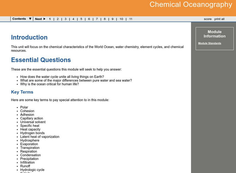 Ga Virtual Learning: Chemical Oceanography Unit Plan Ga Virtual Learning: Chemical Oceanography Unit Plan