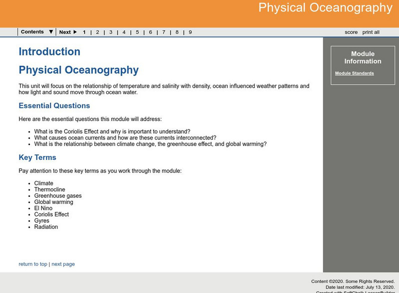 Ga Virtual Learning: Physical Oceanography Unit Plan Ga Virtual Learning: Physical Oceanography Unit Plan