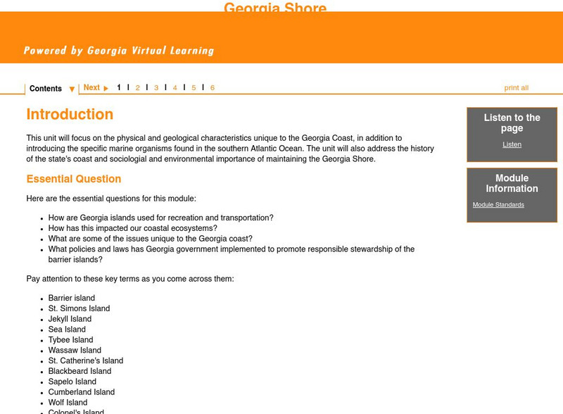 Ga Virtual Learning: Georgia Shore Unit Plan Ga Virtual Learning: Georgia Shore Unit Plan