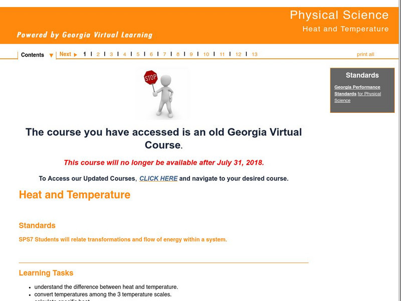 Ga Virtual Learning: Physical Science: Heat and Temperature Unit Plan Ga Virtual Learning: Physical Science: Heat and Temperature Unit Plan