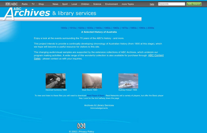 Australian Broadcasting Corporation: A Selected History of Australia Website Australian Broadcasting Corporation: A Selected History of Australia Website