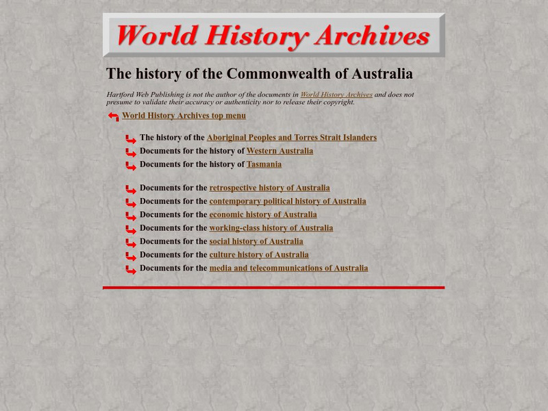 World History Archives: History of the Commonwealth of Australia Article