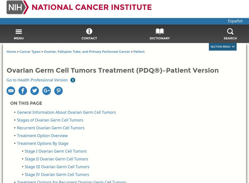 Cancer.gov: Ovarian Germ Cell Tumors (Pdq) Treatment Handout Cancer.gov: Ovarian Germ Cell Tumors (Pdq) Treatment Handout
