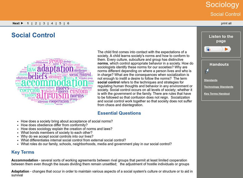 Ga Virtual Learning: Sociology: Social Control Online Course Ga Virtual Learning: Sociology: Social Control Online Course