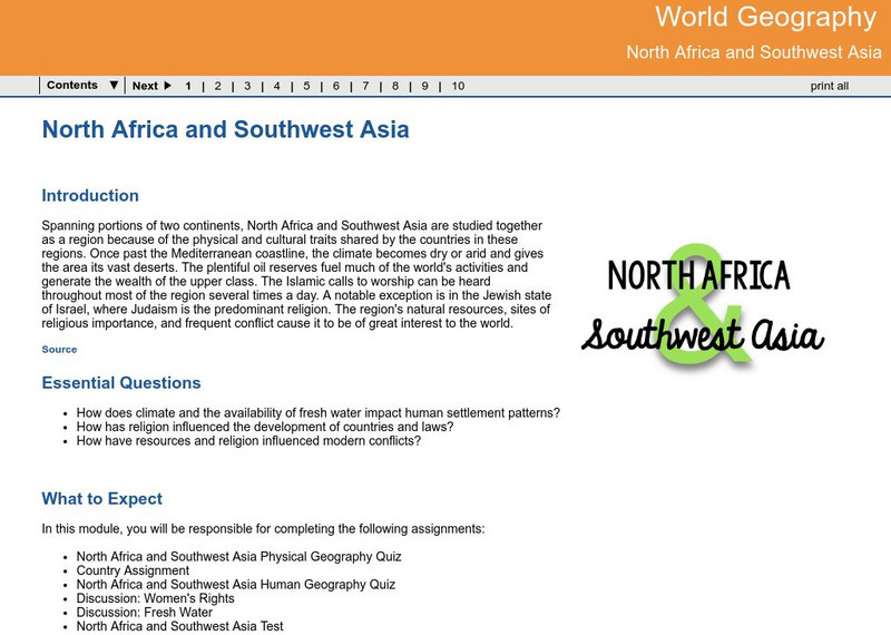 Ga Virtual Learning: World Geography: North Africa/southwest Asia Unit Plan